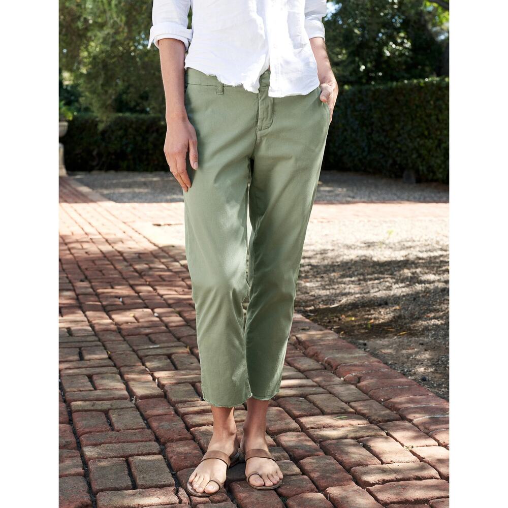 Frank & Eileen Wicklow Chino Pants Sage Italian Performance Twill Crop SZ 8
